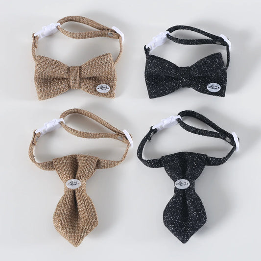 Pet Linen Collar Breathable Bowtie