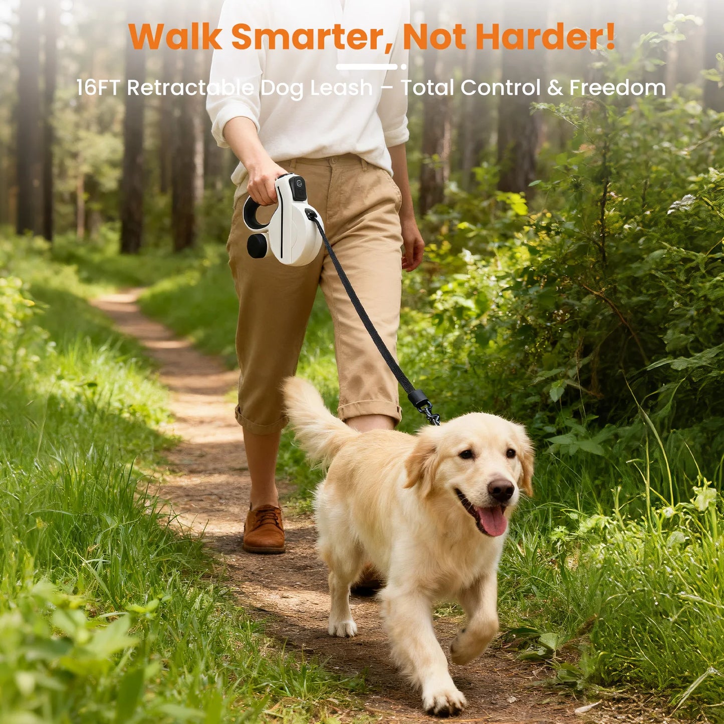 16ft USB LED Retractable Dog Leash