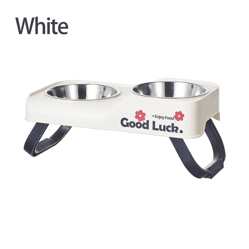 Stainless double elevated pet feeding bowl
