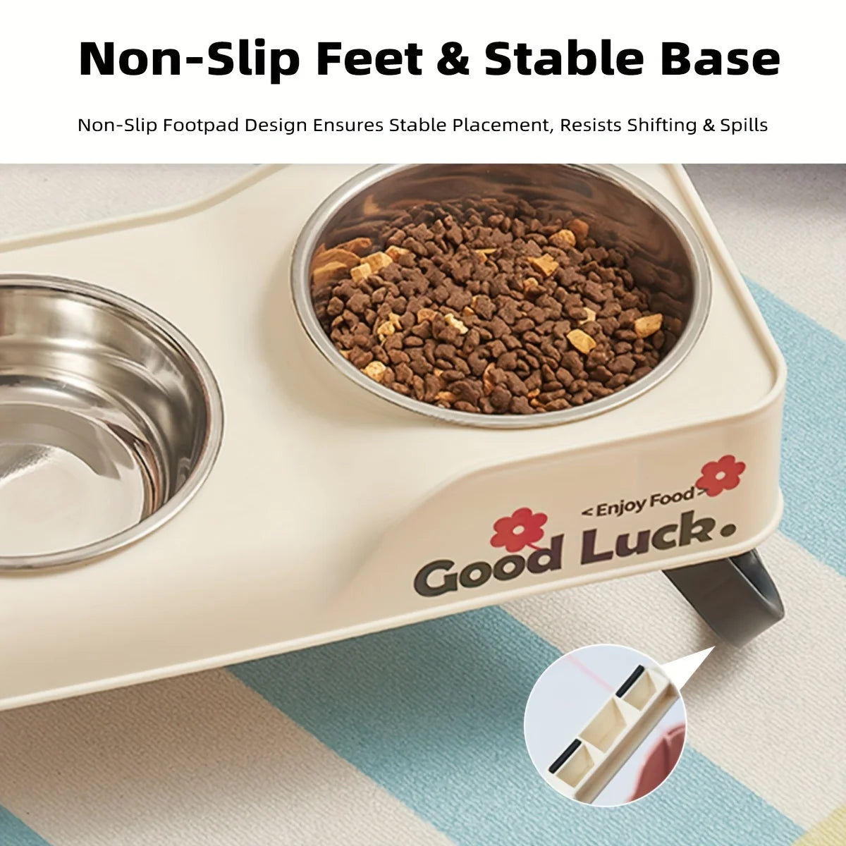 Stainless double elevated pet feeding bowl