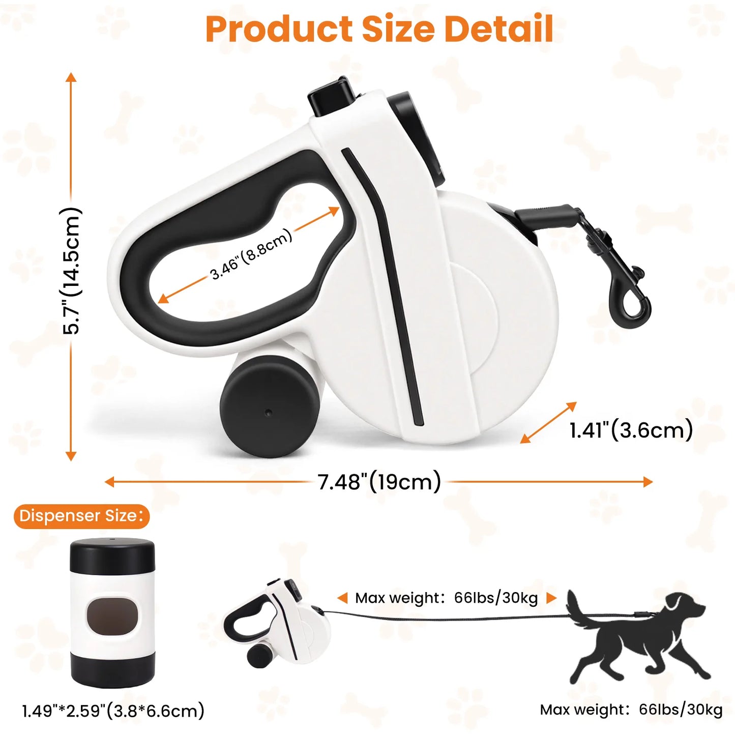 16ft USB LED Retractable Dog Leash